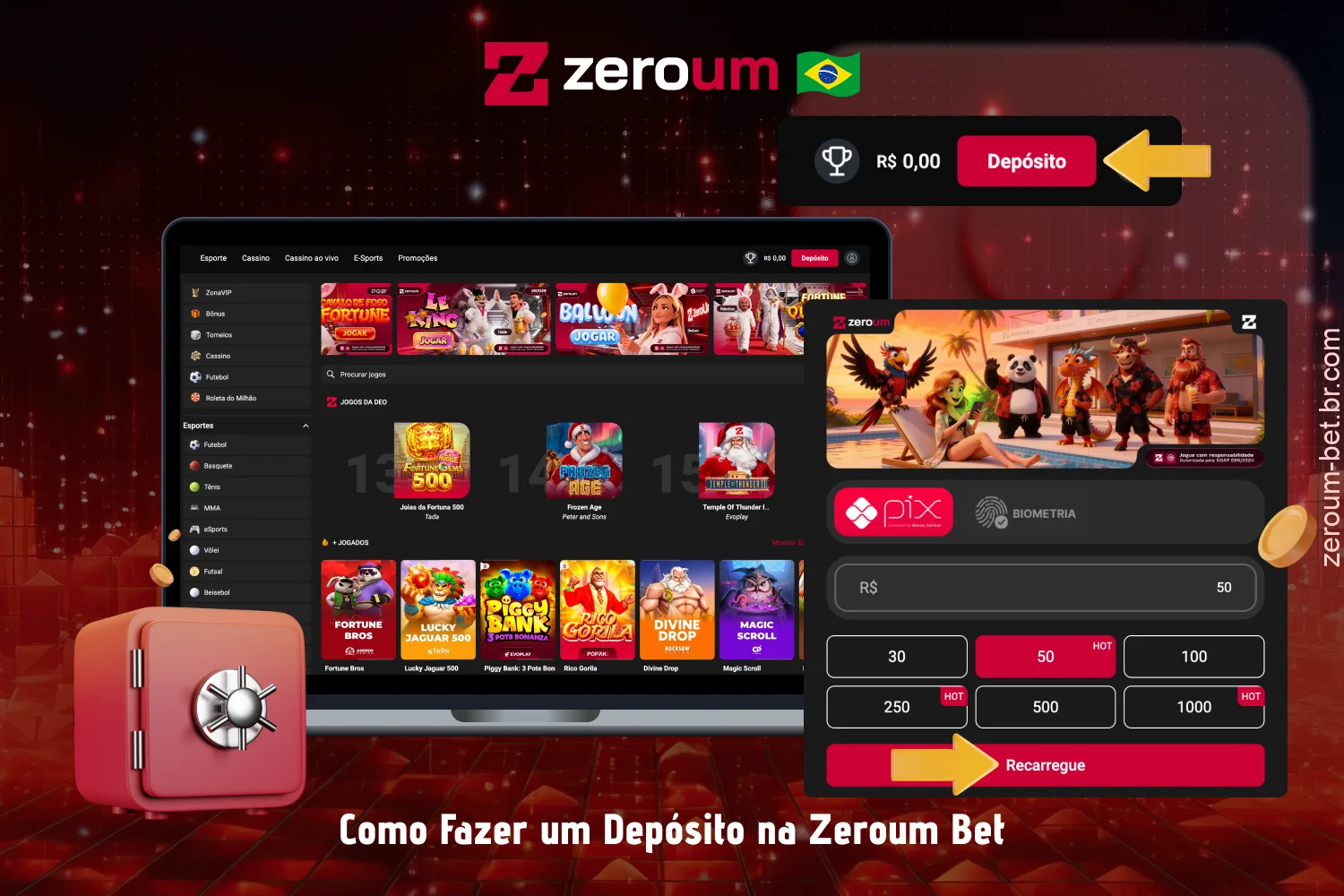 Para fazer um depósito na Zeroum Bet no Brasil, é necessário seguir alguns passos simples